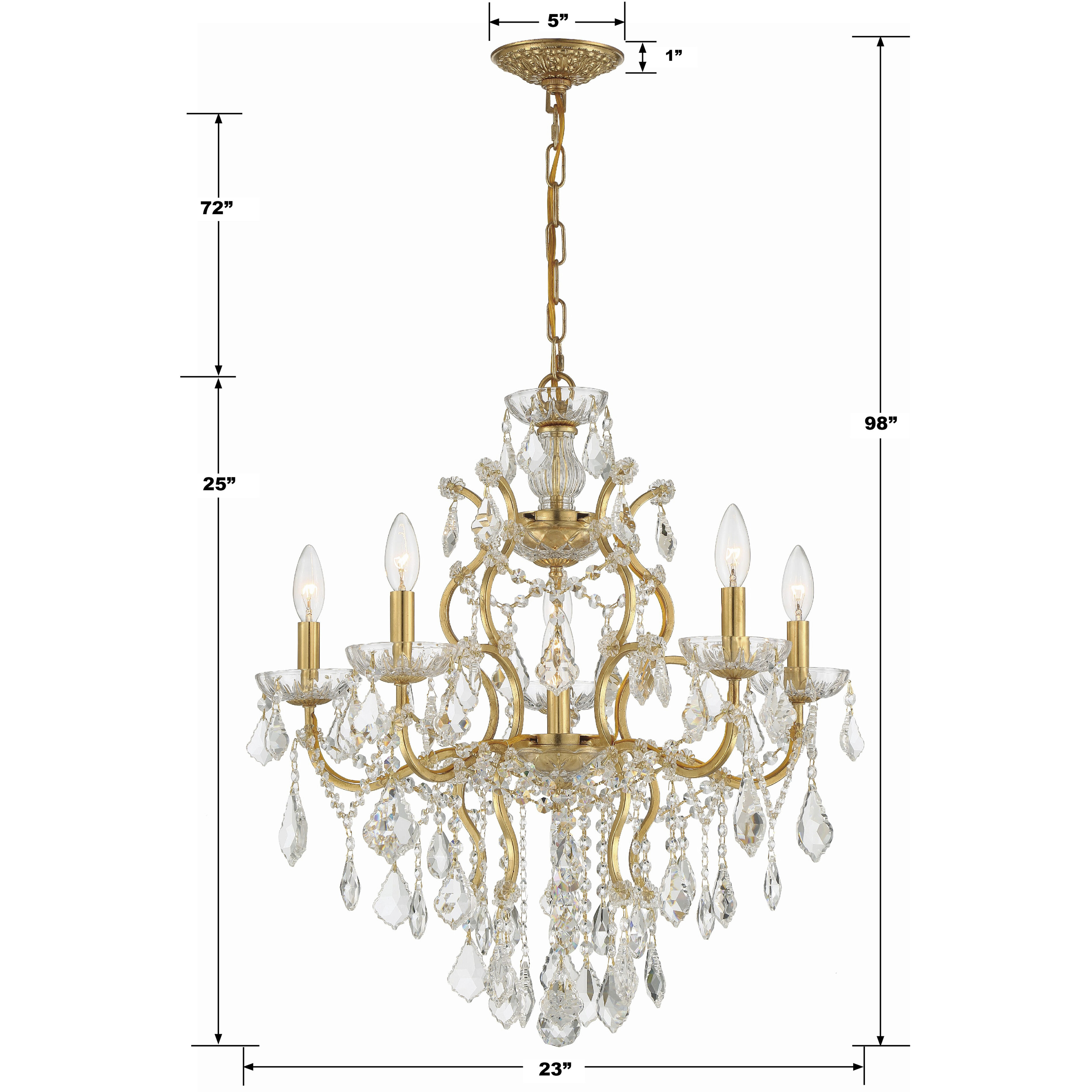 Filmore 6 Light 23 inch Antique Gold Chandelier Ceiling Light in Clear Hand Cut