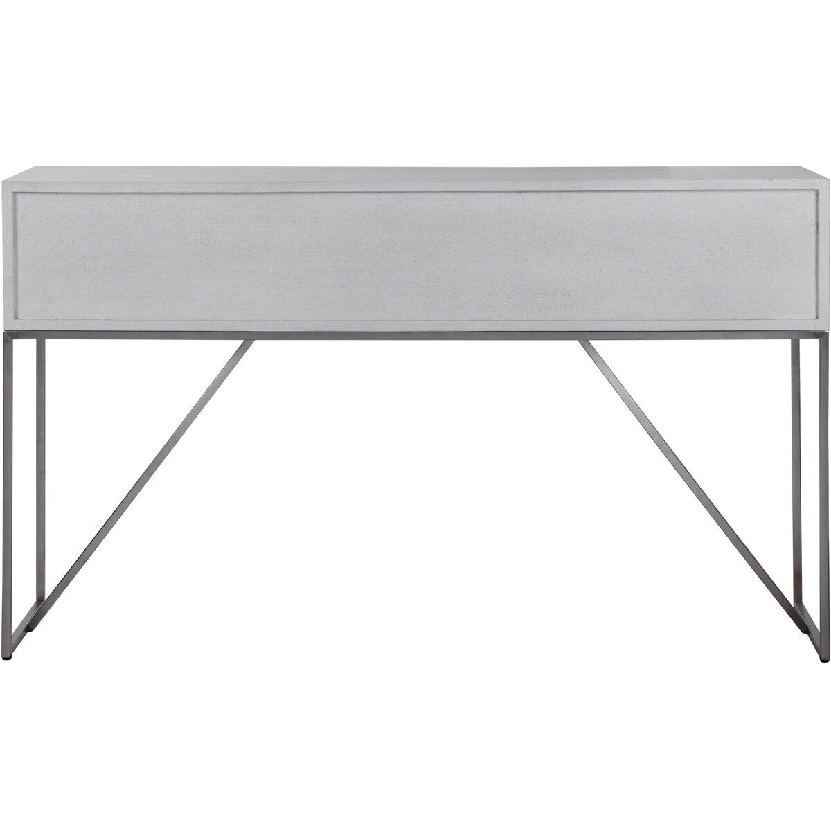 Abaya 54 inch Soft White and Light Gray with Brushed Nickel Console Table