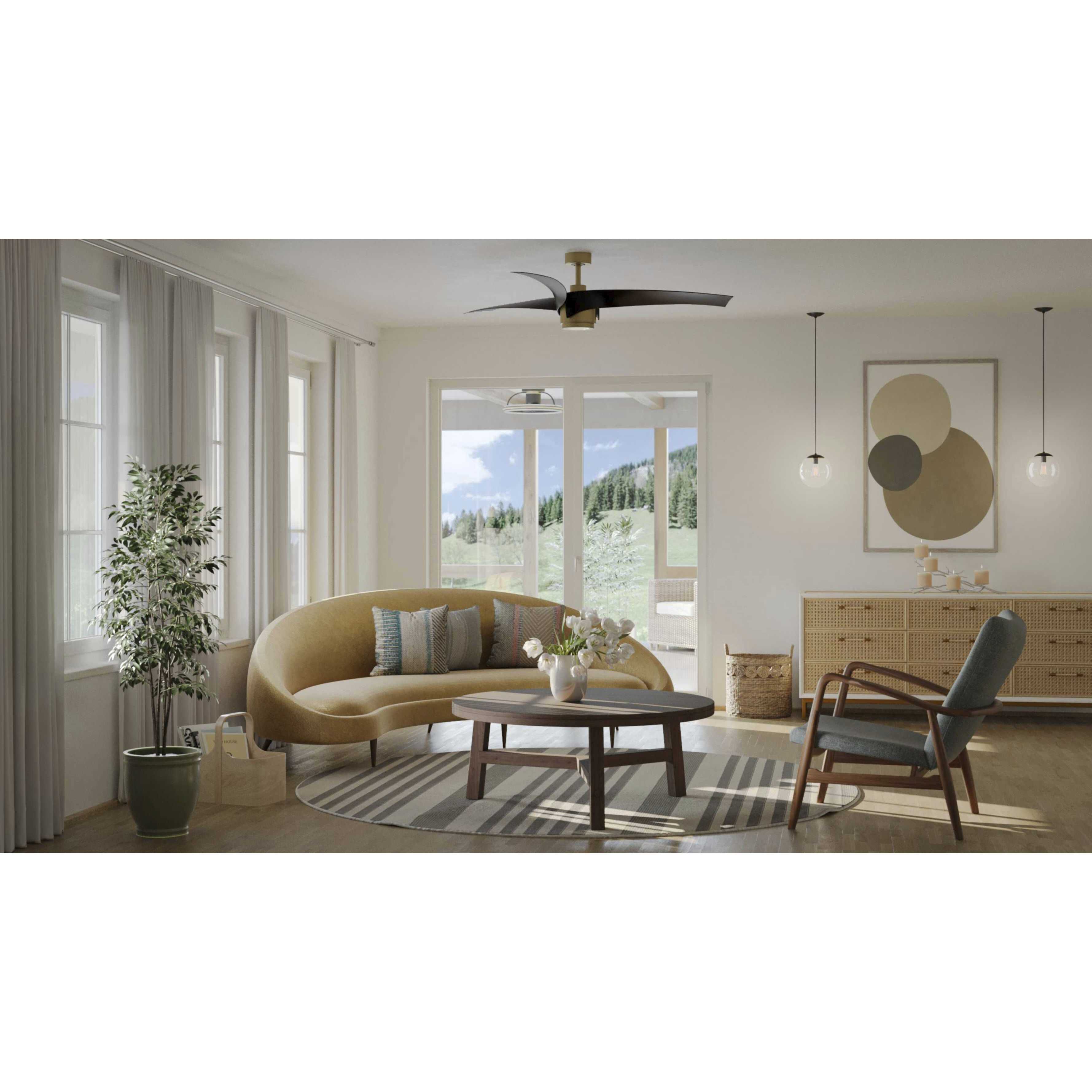 Insigna 60 inch Vintage Brass with Matte Black Blades Ceiling Fan