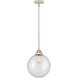 Nouveau 2 Beacon 1 Light 10 inch Polished Nickel Mini Pendant Ceiling Light in Incandescent, Clear