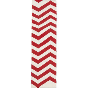 Frontier 96 X 30 inch Bright Orange, White Rug