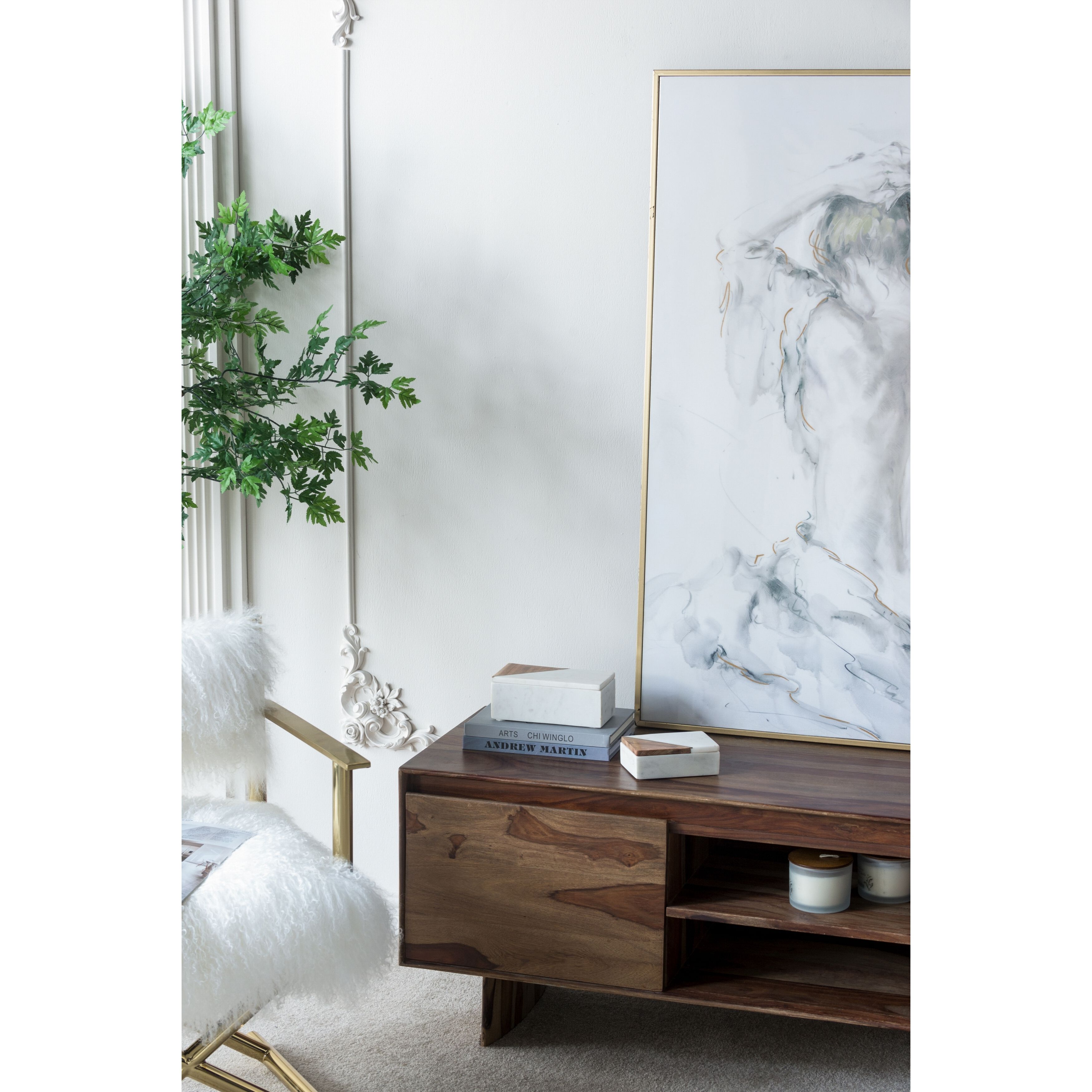 Anita 3.9 inch White/Brown Marble Boxes