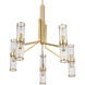 Stripe 10 Light 31.75 inch Satin Brass with Clear Chandelier Ceiling Light