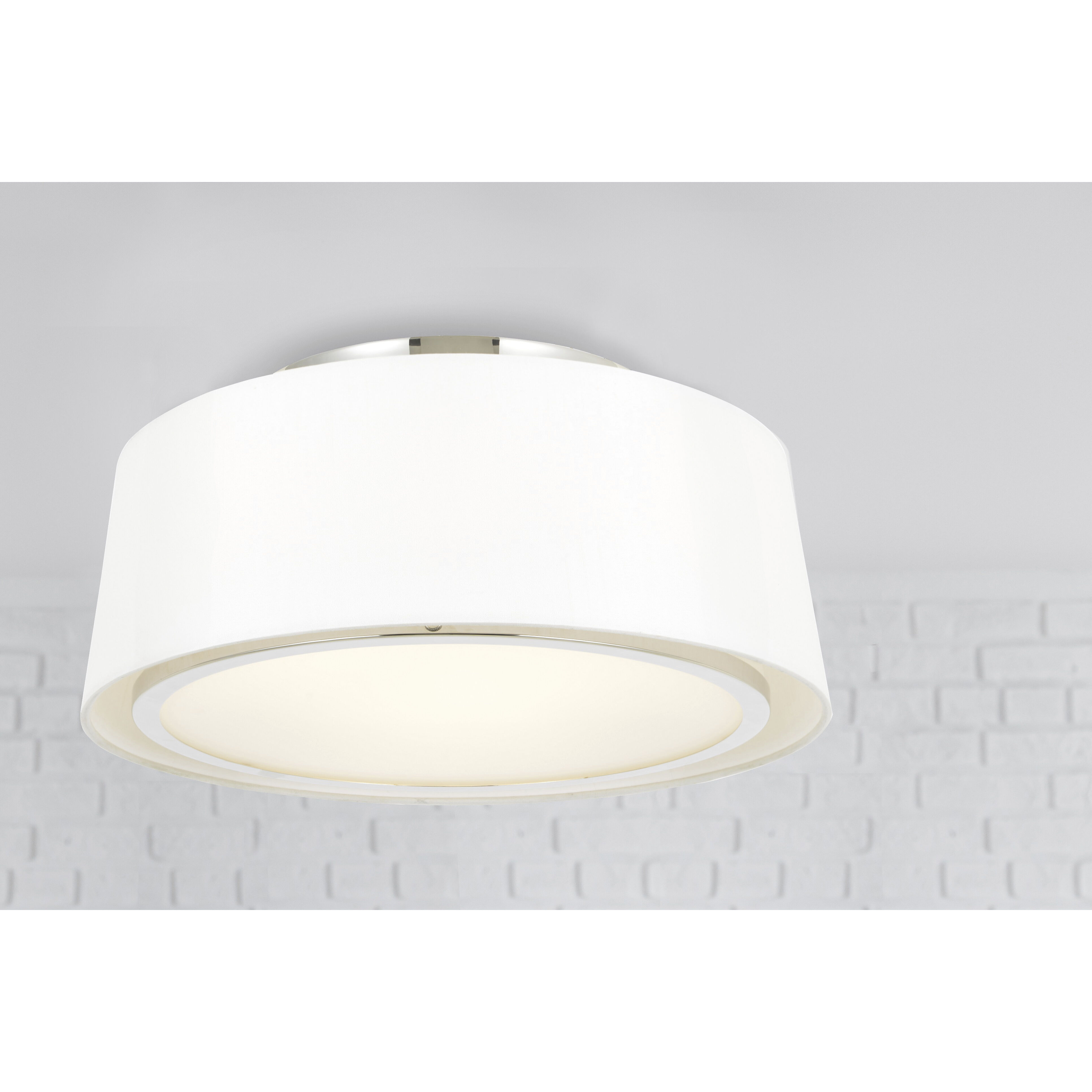 Stevens 3 Light 18 inch Polished Nickel Semi Flush Ceiling Light