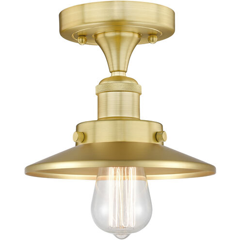 Edison 1 Light 8 inch Satin Gold Semi-Flush Mount Ceiling Light