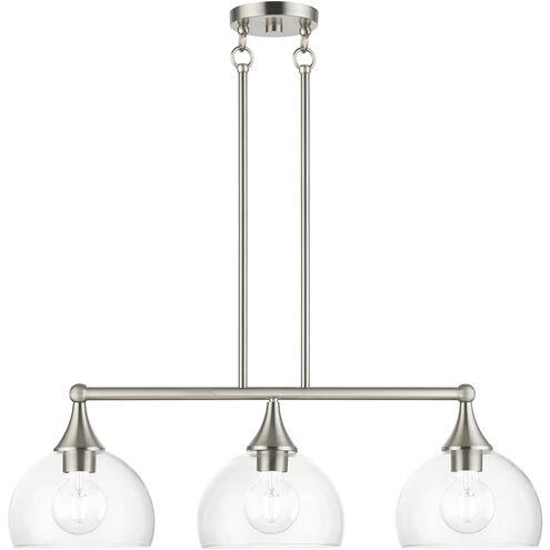 Glendon 3 Light 30 inch Brushed Nickel Linear Chandelier Ceiling Light
