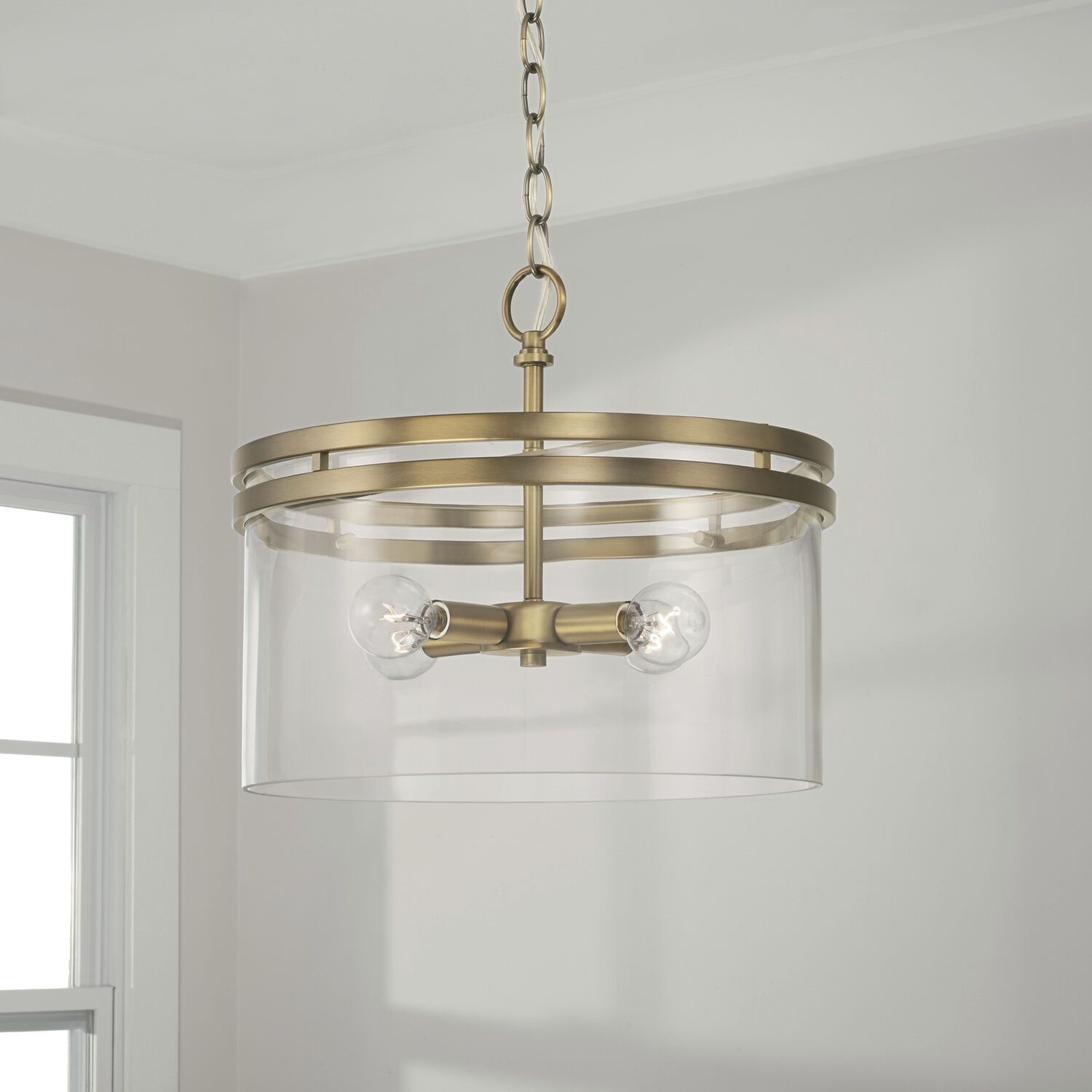 Fuller 4 Light 14.5 inch Aged Brass Semi-Flush Mount Ceiling Light, Convertible Dual Mount