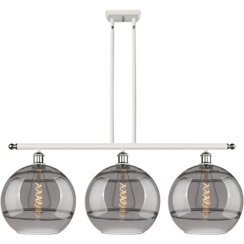 Ballston Rochester 3 Light 38.5 inch White Polished Chrome Stem Hung Island Light Ceiling Light