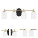 Council 4 Light 28.75 inch Flat Black/Satin Brass Vanity Light Wall Light