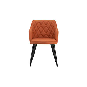 Quilted Back Black Dining Chair in Orange