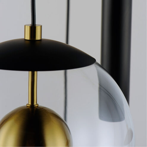 Nucleus LED 26 inch Black and Natural Aged Brass Multi-Light Pendant Ceiling Light