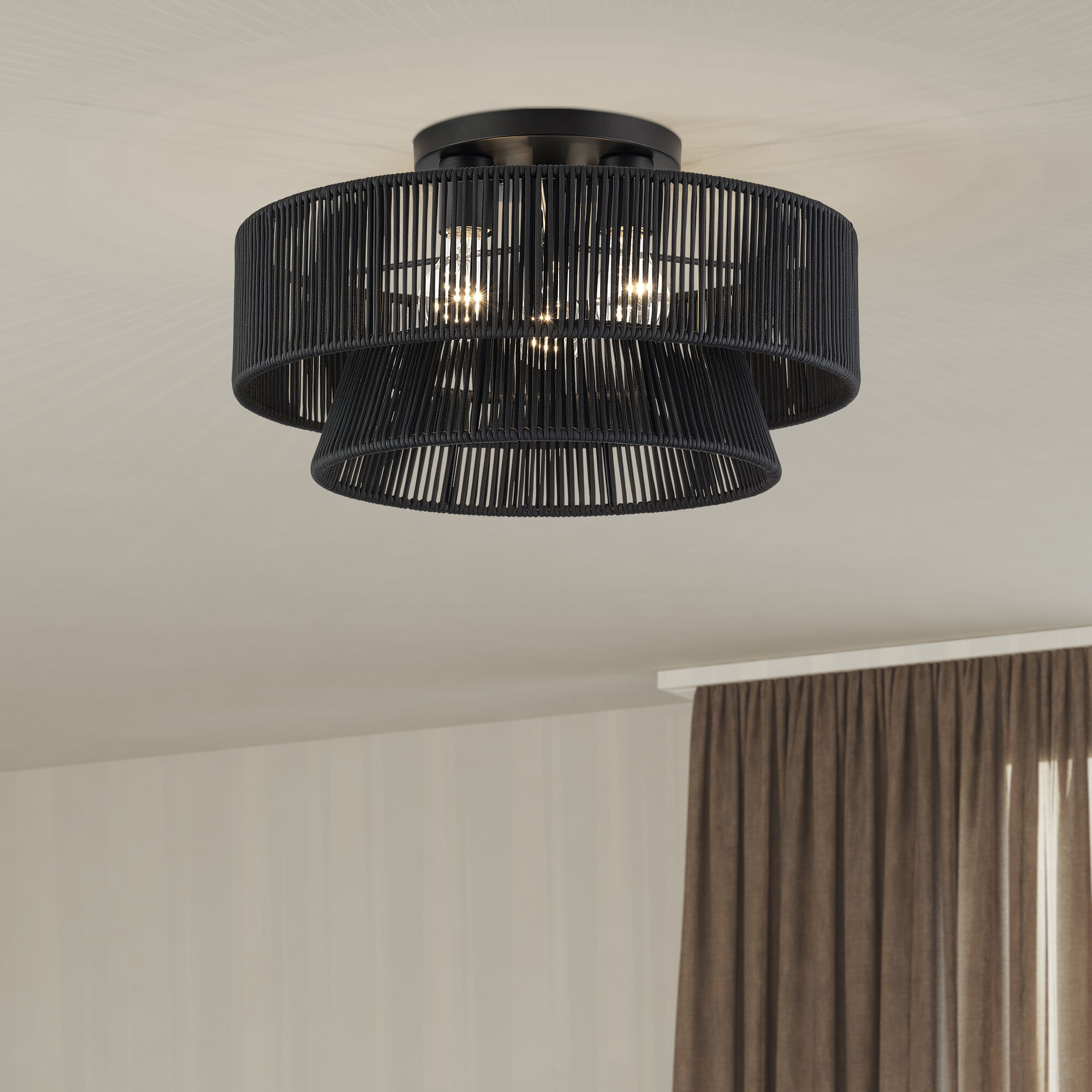 Florell 3 Light 18 inch Black Semi Flush Mount Ceiling Light, Large