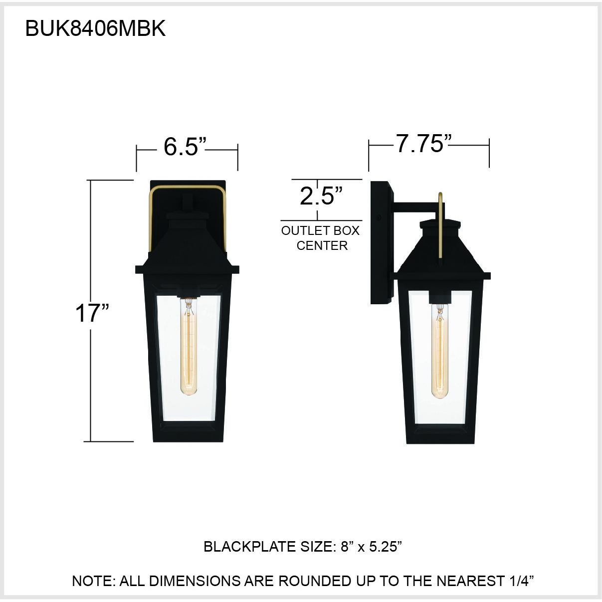 Buckley 1 Light 17 inch Matte Black Outdoor Wall Lantern
