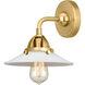 Nouveau 2 Halophane LED 9 inch Satin Gold Sconce Wall Light in Matte White Halophane Glass