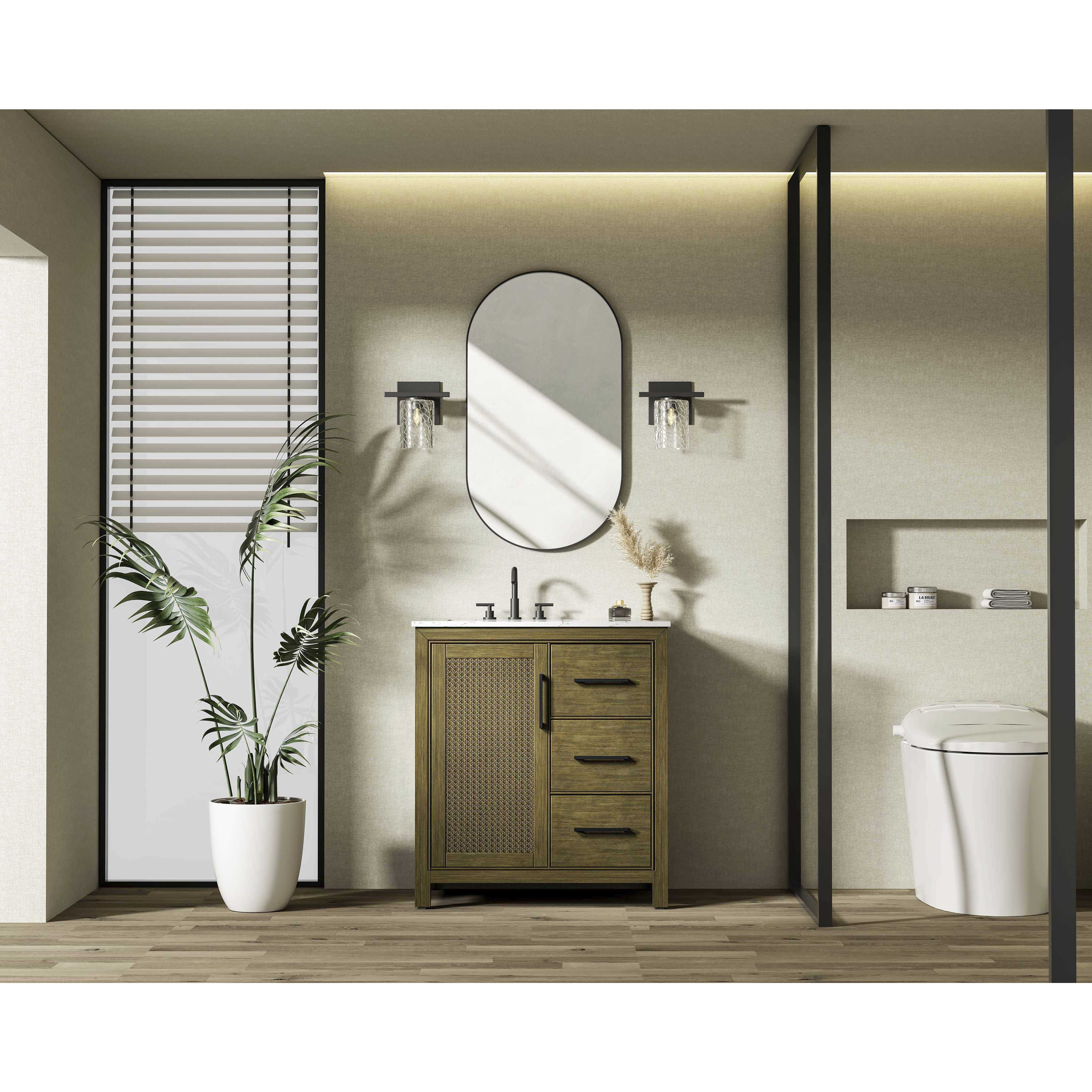 Alina 32 X 34 inch Hazel Oak Bathroom Vanity Cabinet