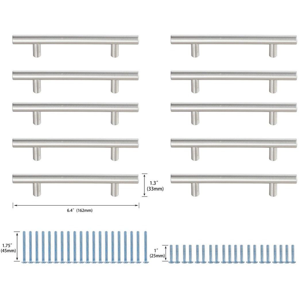 Quinn Brushed Nickel Hardware Drawer Pull in 4in Center to Center Bar, Set of 10