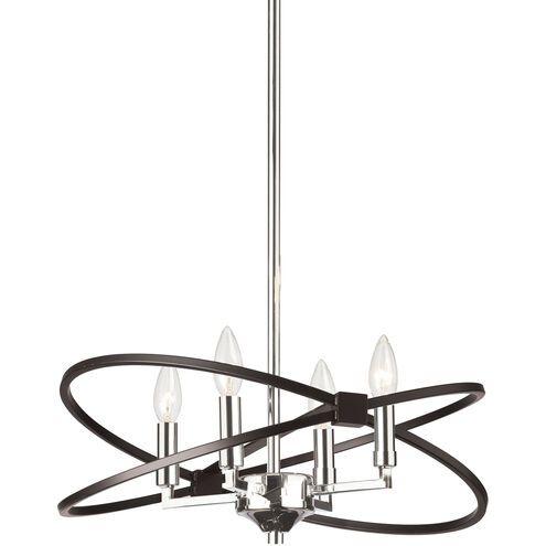 Paloma 4 Light 18 inch Polished Chrome with Matte Black Chandelier Ceiling Light