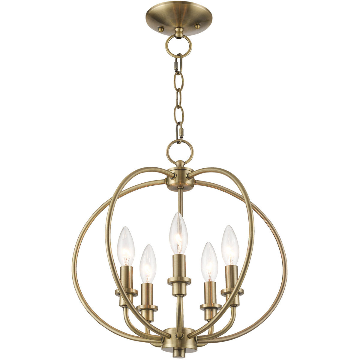 Milania 5 Light 16 inch Antique Brass Convertible Mini Chandelier/Ceiling Mount Ceiling Light