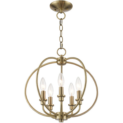 Milania 5 Light 16 inch Antique Brass Convertible Mini Chandelier/Ceiling Mount Ceiling Light