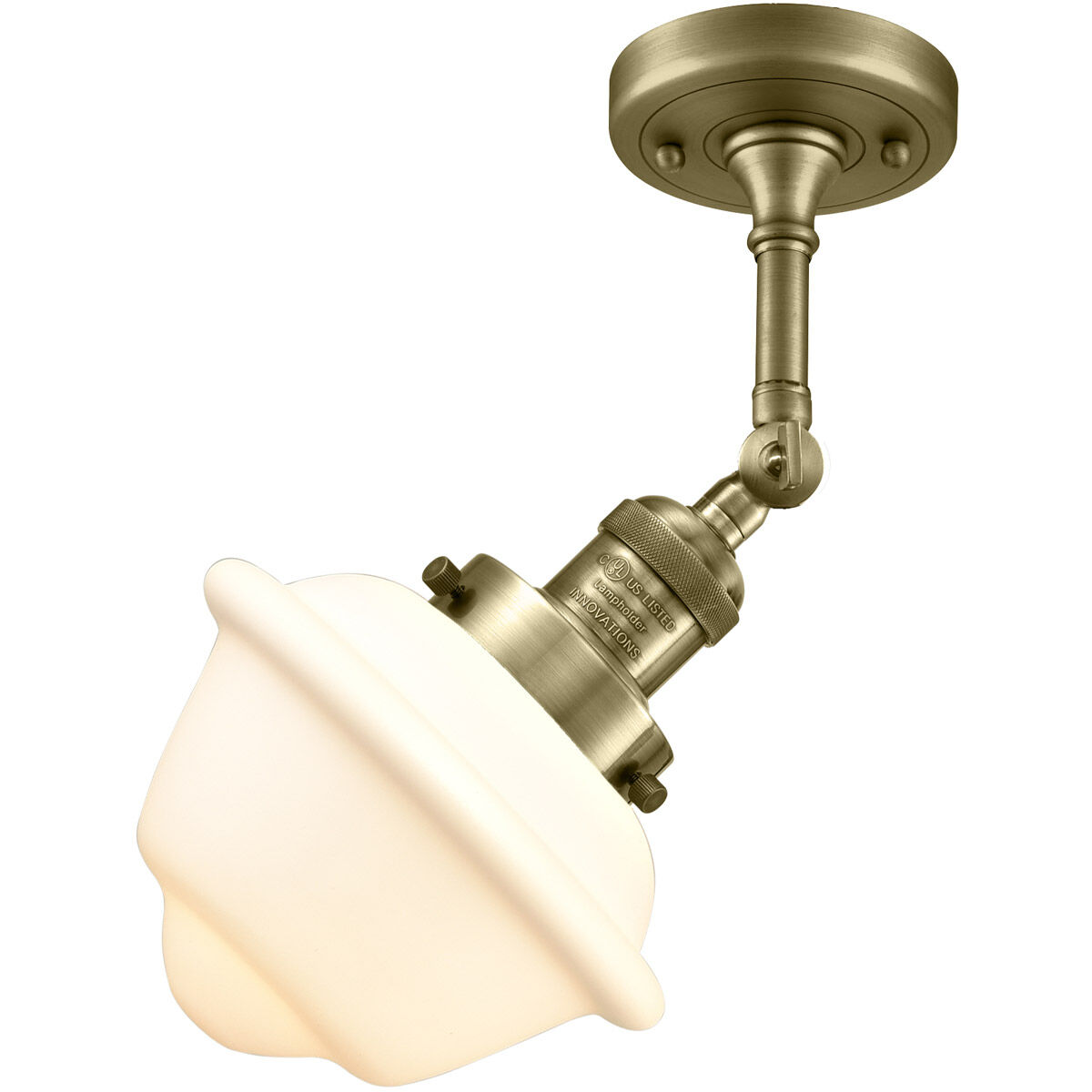 Franklin Restoration Small Oxford LED 7.5 inch Antique Brass Sconce Wall Light in Matte White Glass, Franklin Restoration