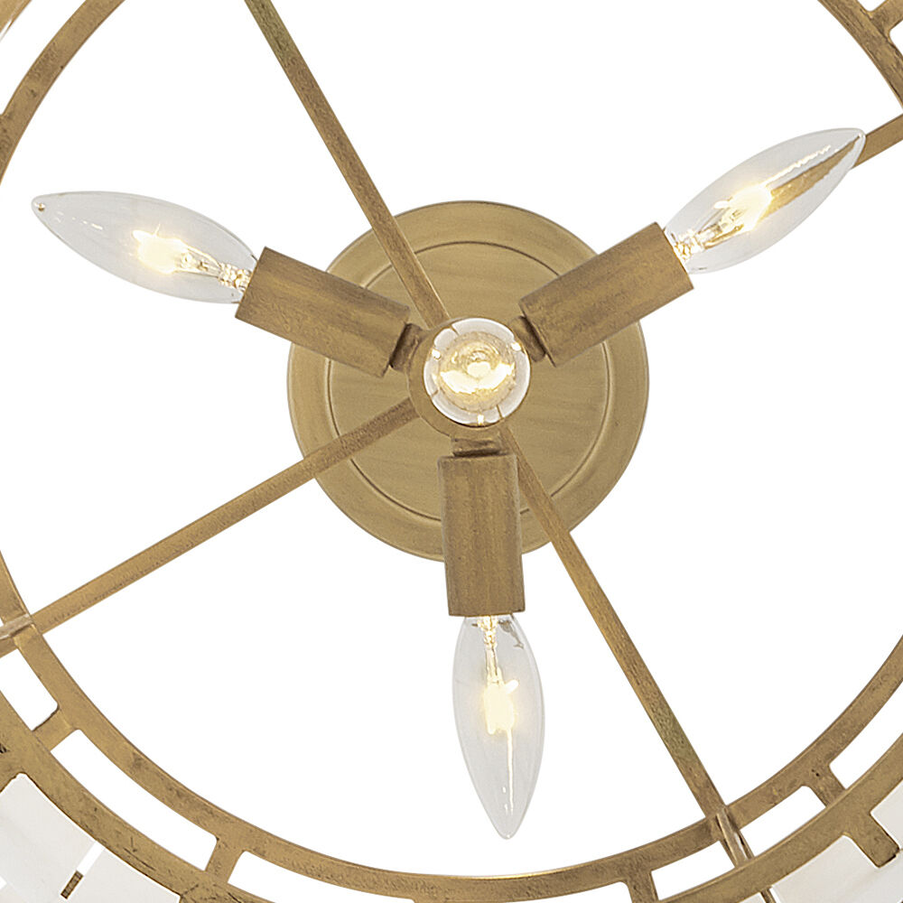 Simone LED 17.5 inch Burnished Gold Foyer Ceiling Light in Alabaster, Semi-flush Mount