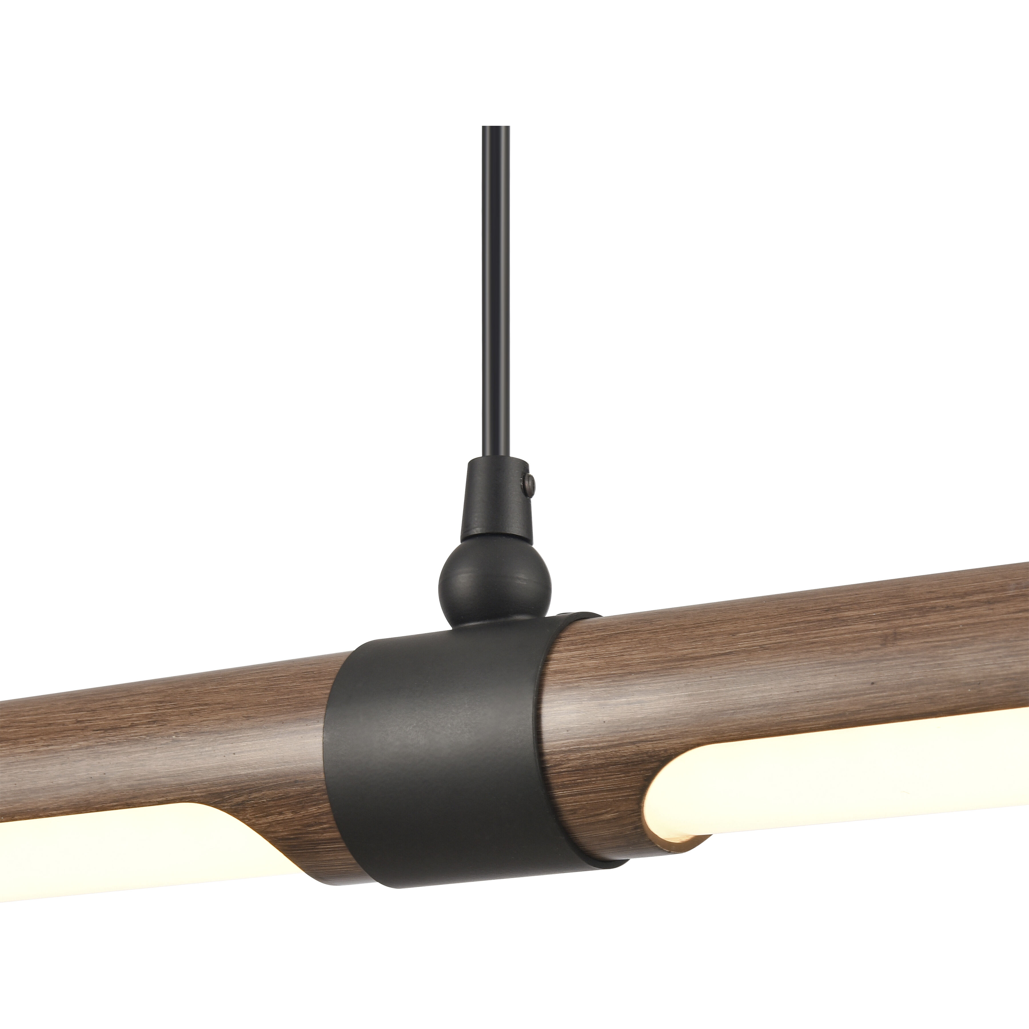 Wyatt LED 40.5 inch Matte Black with Walnut Linear Chandelier Ceiling Light