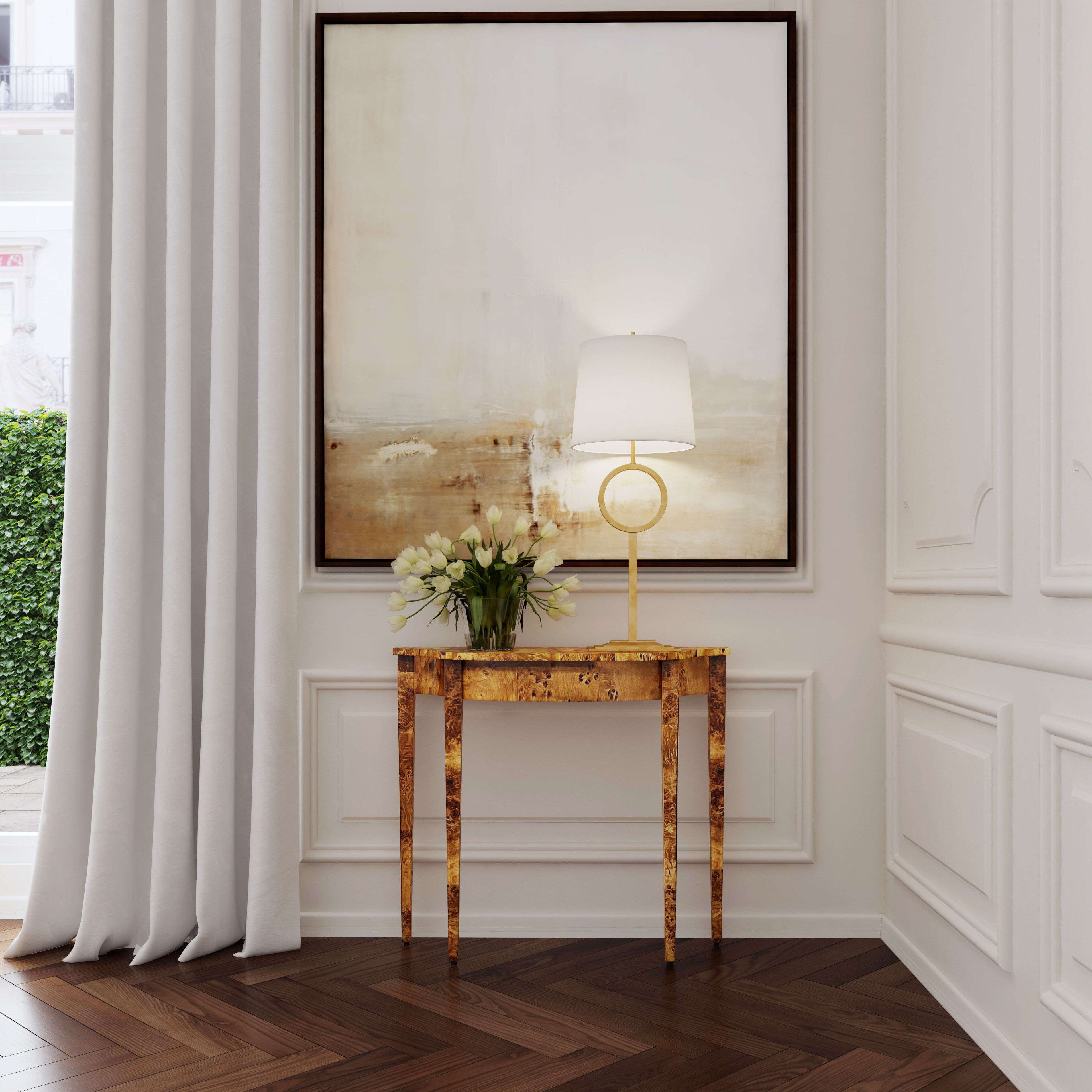 Chester Traditional Burl 36" Console Table in Medium Brown