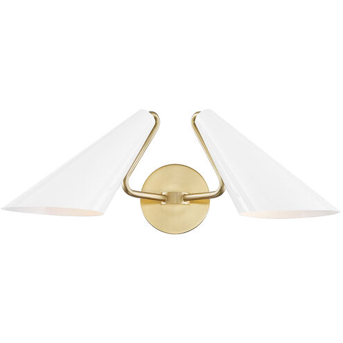 Talia 2 Light 21 inch Aged Brass/Dove Gray Wall Sconce Wall Light