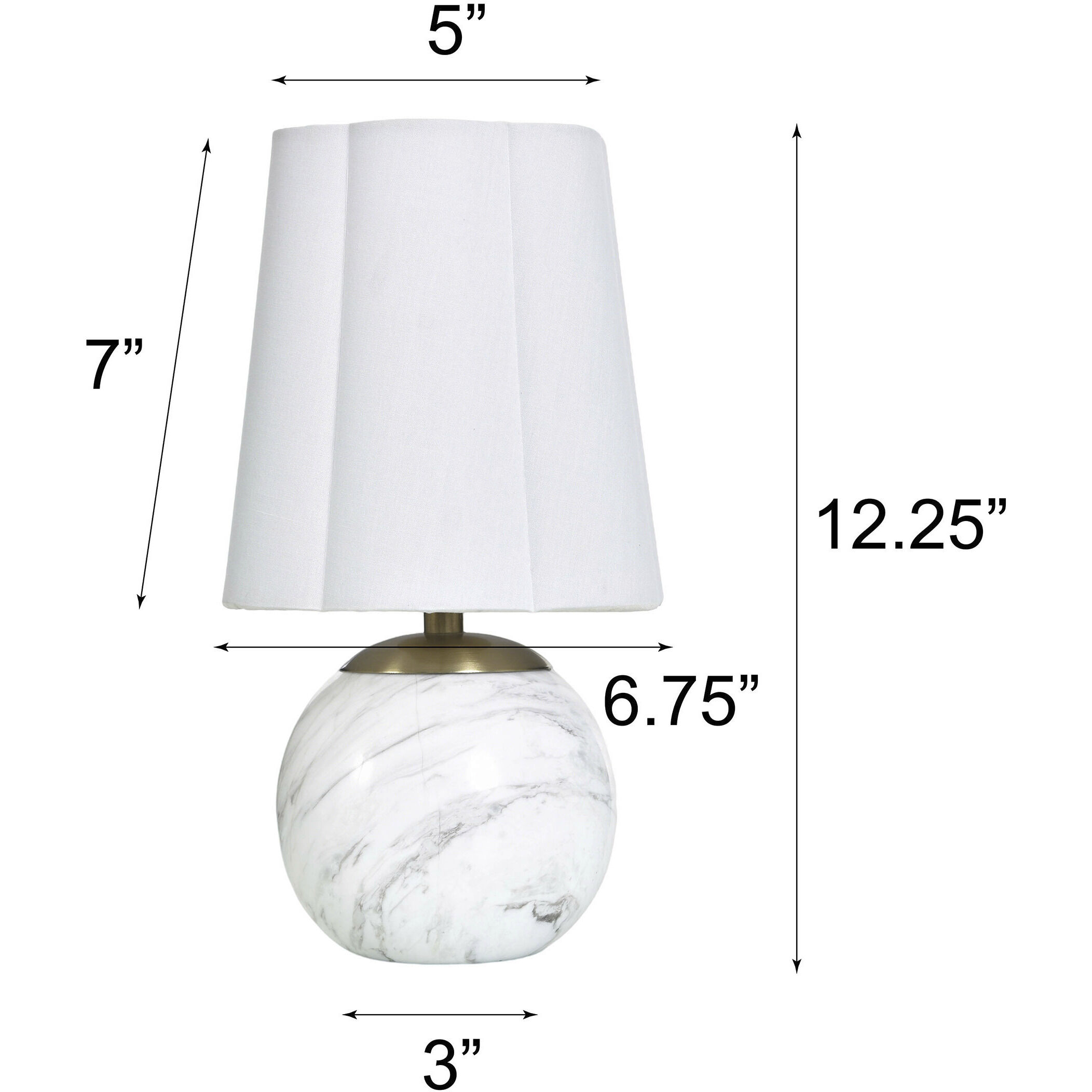 Rosalind 12 inch 40 watt Polished Brass and White Marble Table Lamp Portable Light
