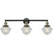 Franklin Restoration Small Oxford LED 34 inch Black Antique Brass Bath Vanity Light Wall Light in Seedy Glass, Franklin Restoration