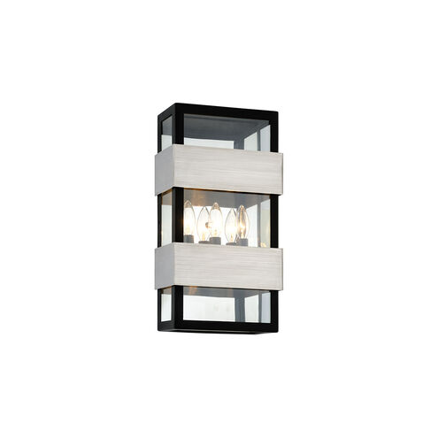 Glenhurst Ave 3 Light 19 inch Black With Brushed Stainless Outdoor Wall Sconce
