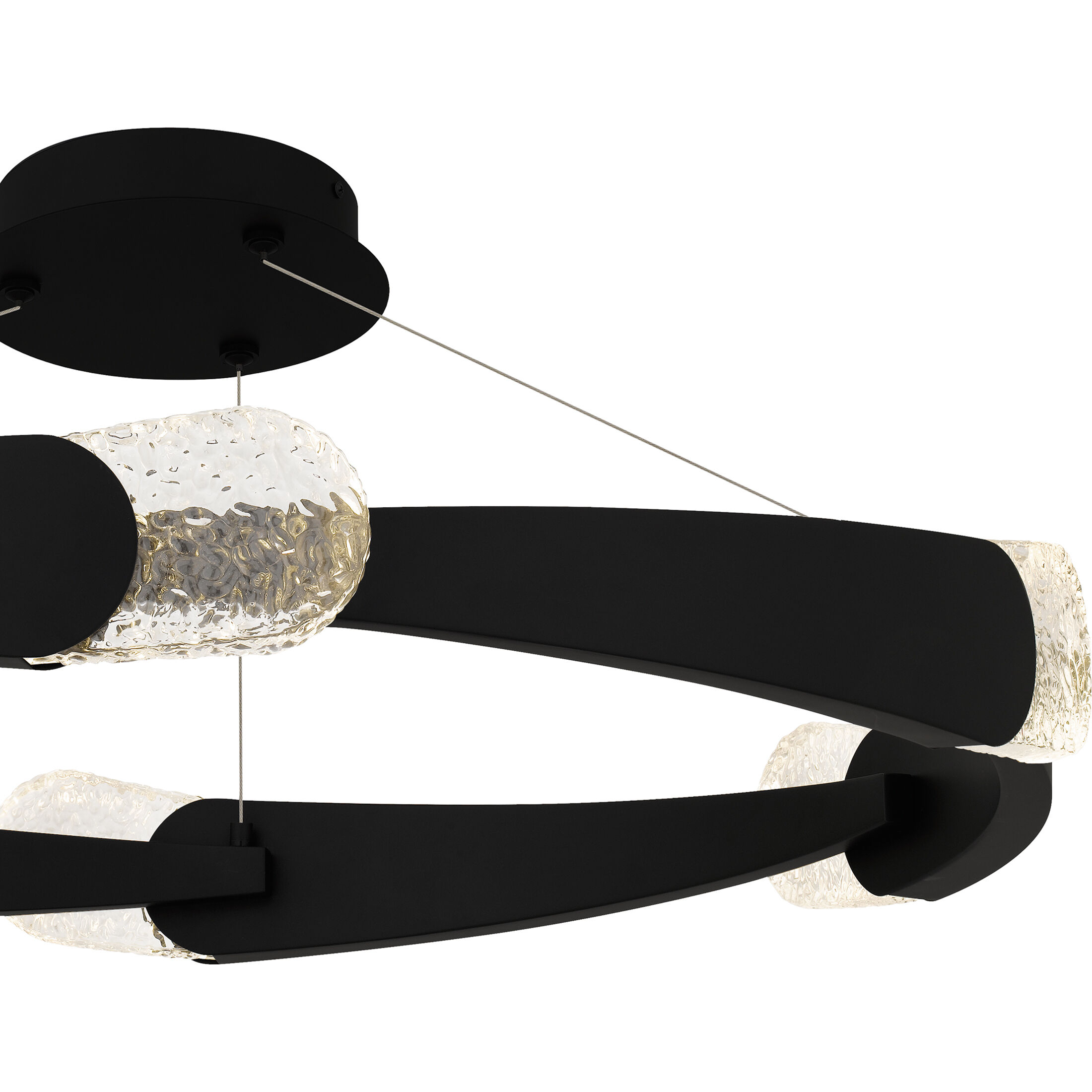 Saffron LED 34 inch Matte Black Semi-Flush Mount Ceiling Light, Extra Large