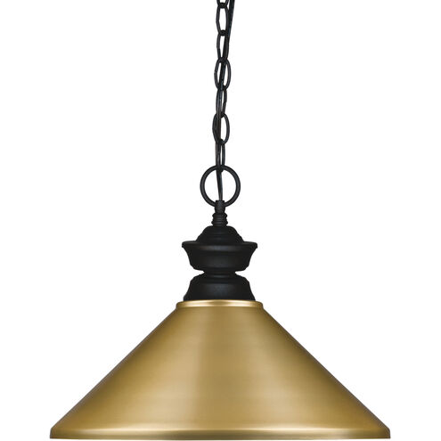 Pendant Lights 1 Light 14 inch Matte Black Pendant Ceiling Light in 3, Satin Gold Steel