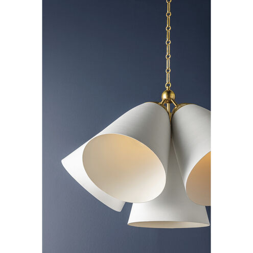 Bronson 5 Light 37.5 inch Aged Brass/White Plaster Chandelier Ceiling Light
