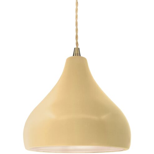 Radiance 1 Light 8 inch Muted Yellow and Antique Brass Pendant Ceiling Light