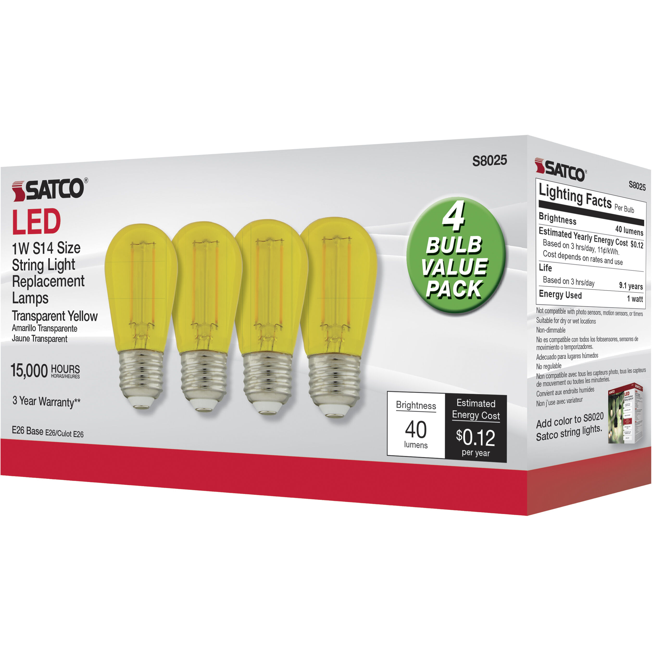 Lumos LED LED Filament Medium 1.00 watt Light Bulbs