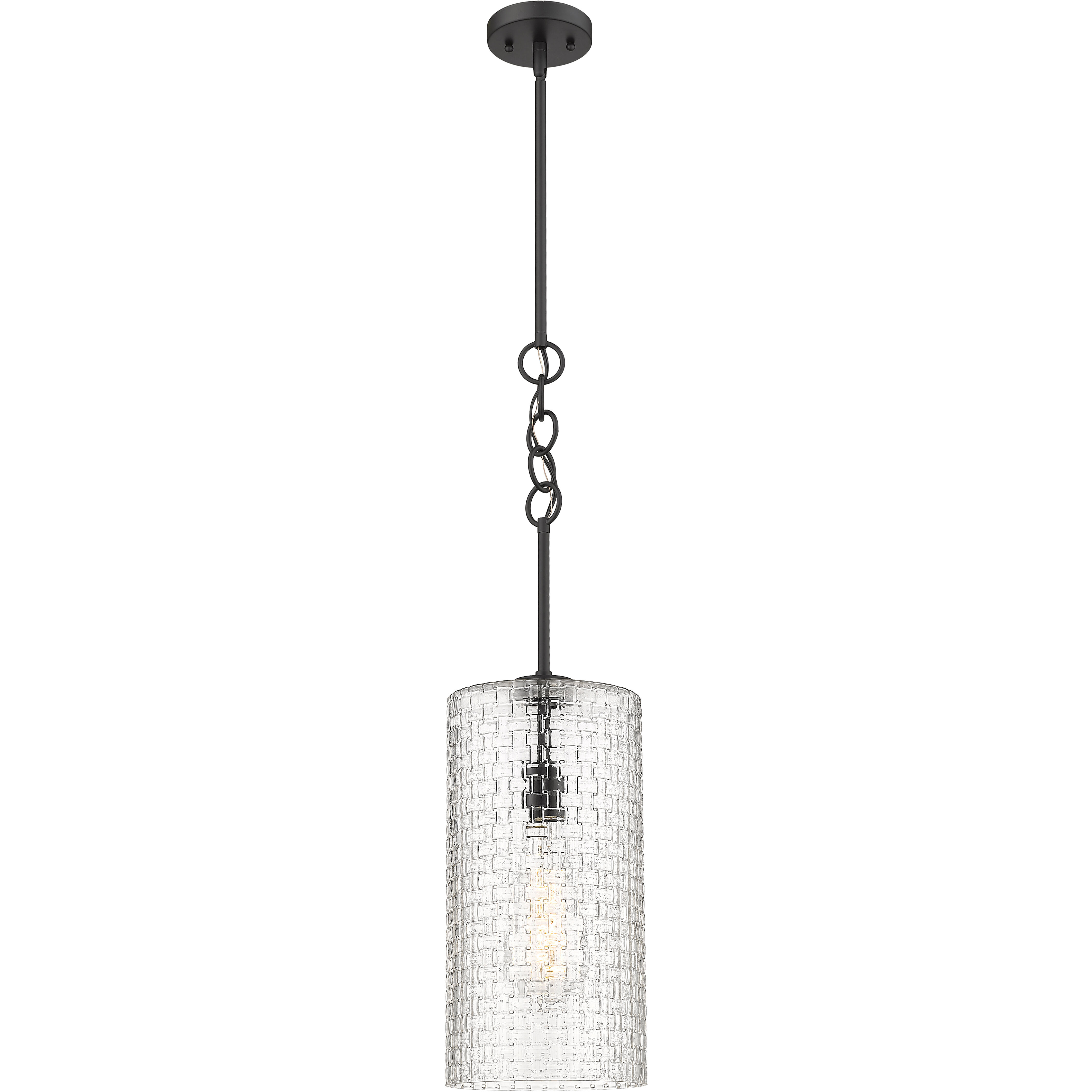 Wexford 1 Light 8 inch Matte Black Mini Pendant Ceiling Light in Clear Basket Weave Glass