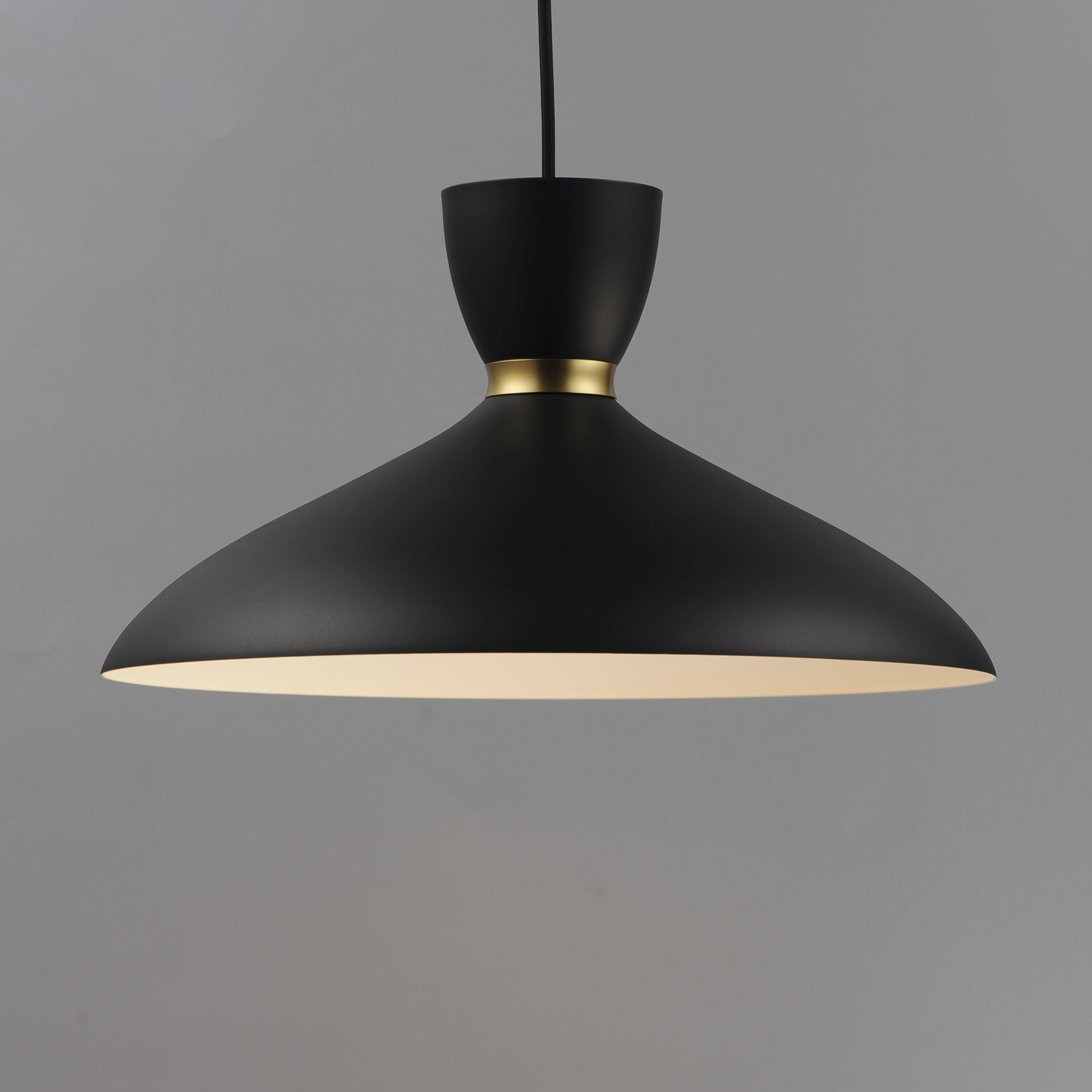 Carillon 1 Light 15.75 inch Black with Satin Brass Single Pendant Ceiling Light in Black and Satin Brass