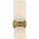 Alora Mood Nelly 2 Light 4 inch Brushed Gold Bath Vanity Light Wall Light in Glossy Opal Ribbed Glass Shade