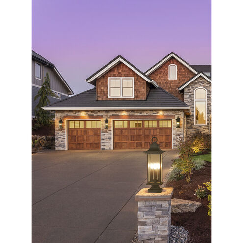 Tiberius 4 Light 27 inch Black Outdoor Pier Mounted Fixture in Clear Seedy Glass