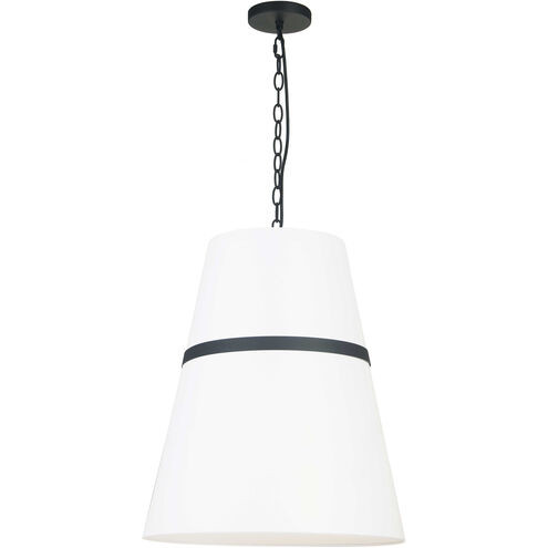 Symphony 3 Light 18 inch Matte Black with White Pendant Ceiling Light