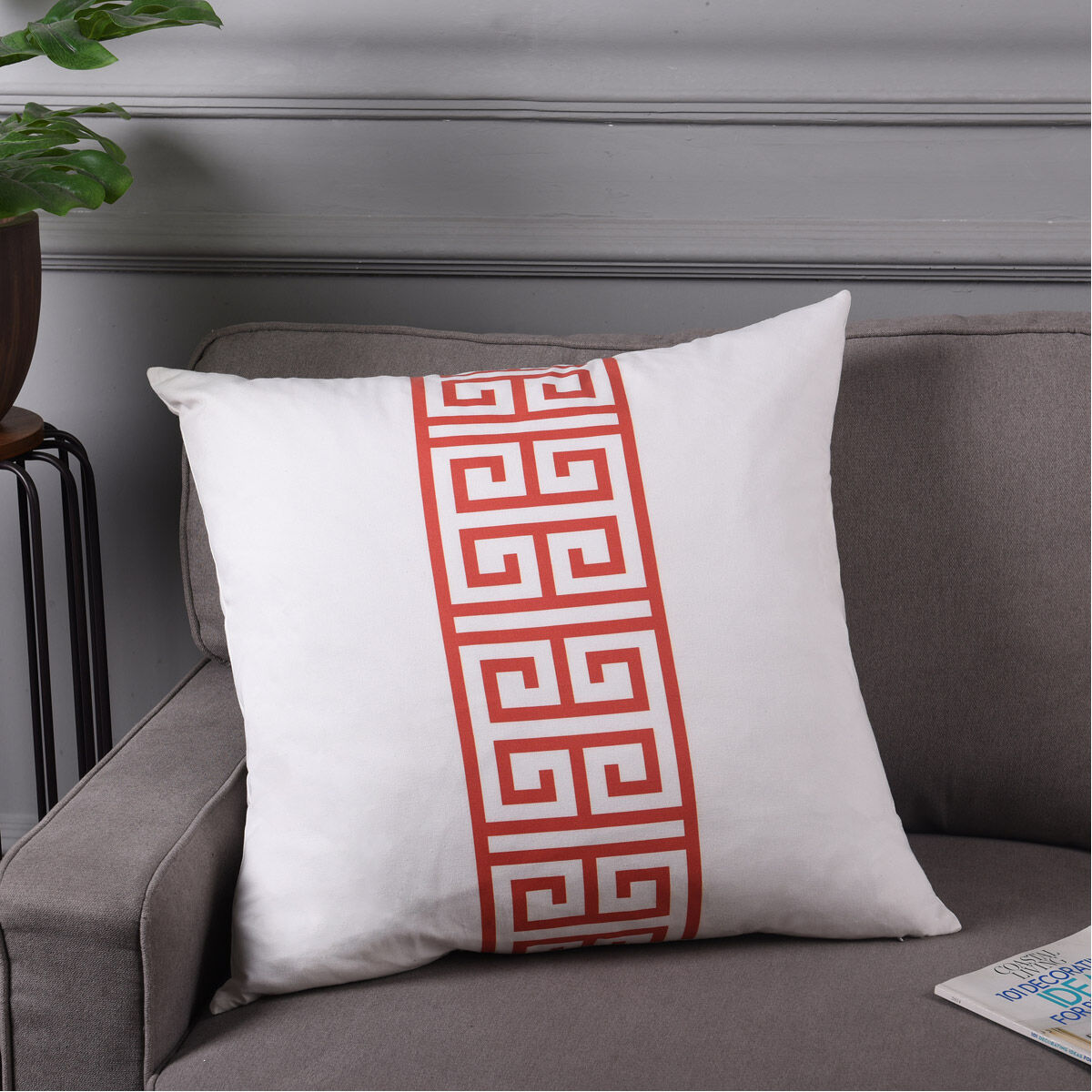 Dann Foley 24 inch White and Red Decorative Pillow