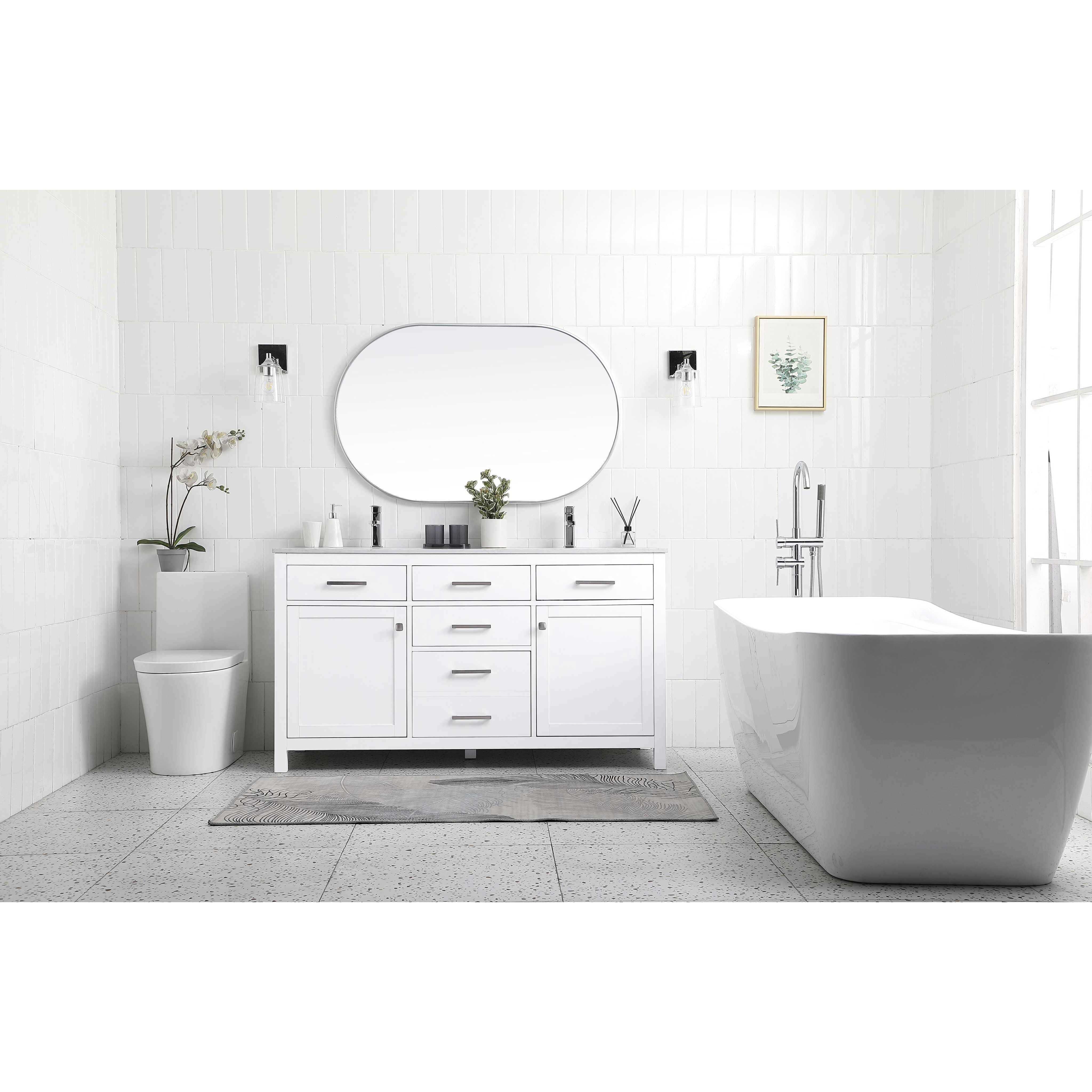 Lewis 60 X 22 X 34 inch White Vanity Sink Set