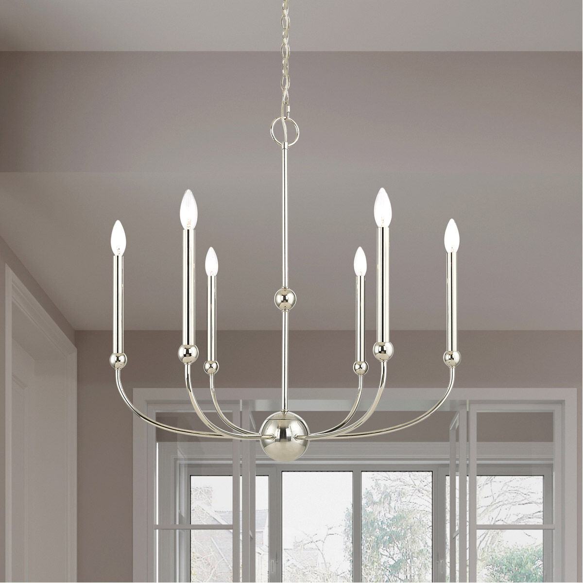 Cortlandt 6 Light 28 inch Polished Nickel Chandelier Ceiling Light