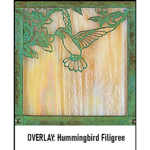 Evergreen 1 Light 12 inch Rustic Brown Post Mount in Off White, Hummingbird Filigree