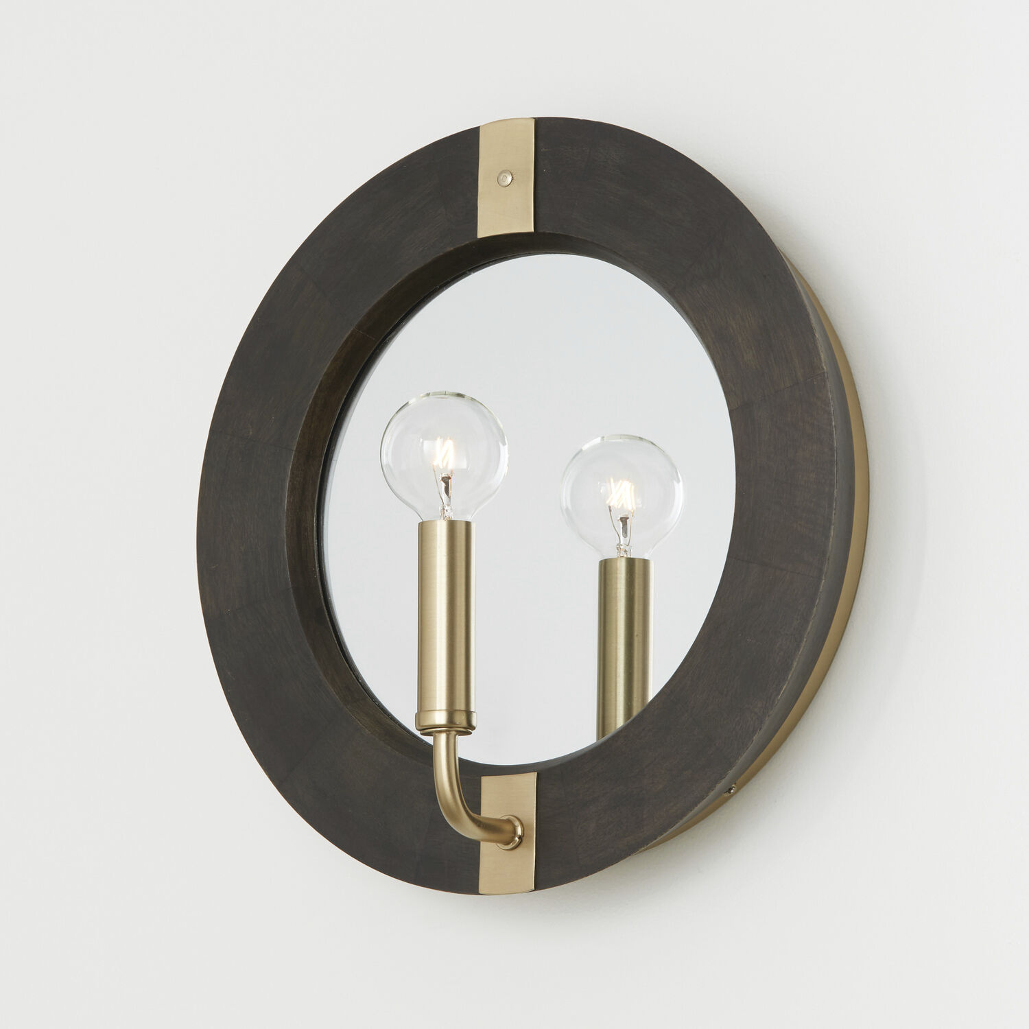 Finn 1 Light 12 inch Black Stain and Matte Brass Sconce Wall Light
