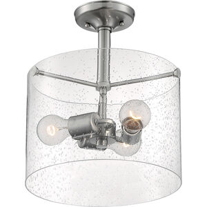 Bransel 3 Light 12 inch Brushed Nickel Semi Flush Mount Fixture Ceiling Light