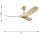 Maverick 44 inch Burnished Brass with Washed White Oak Blades Indoor/Outdoor Smart Ceiling Fan in Not Included