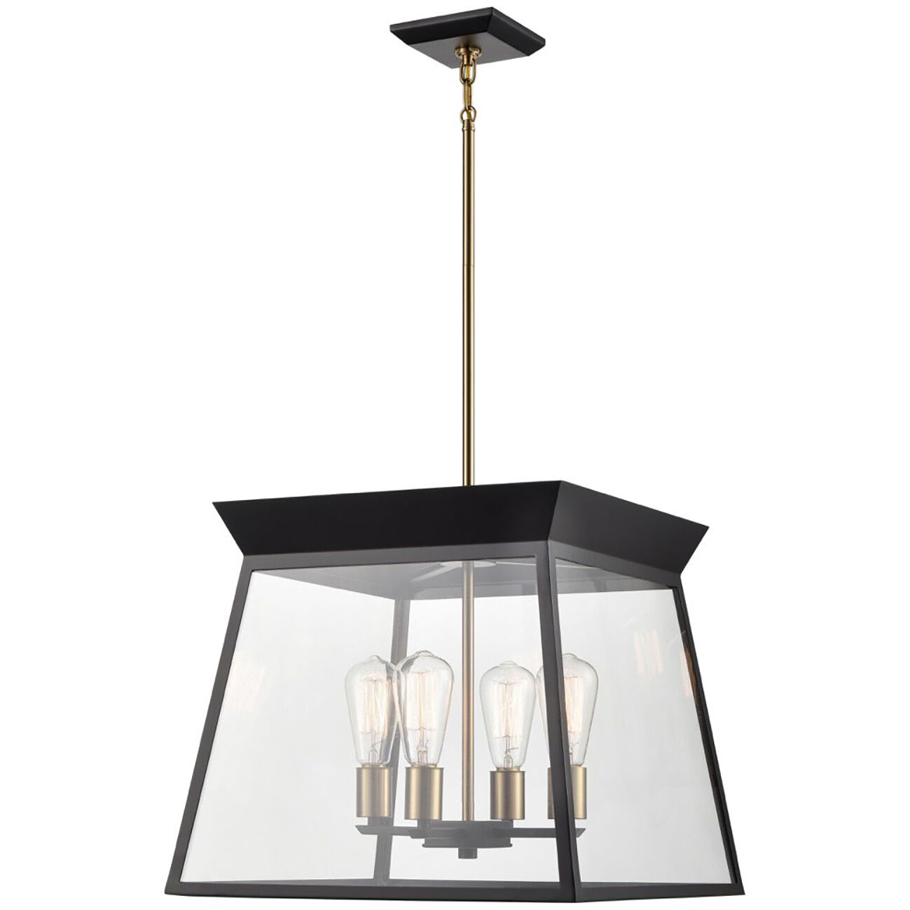 Lucian LED 18 inch Black and Brushed Brass Chandelier Ceiling Light