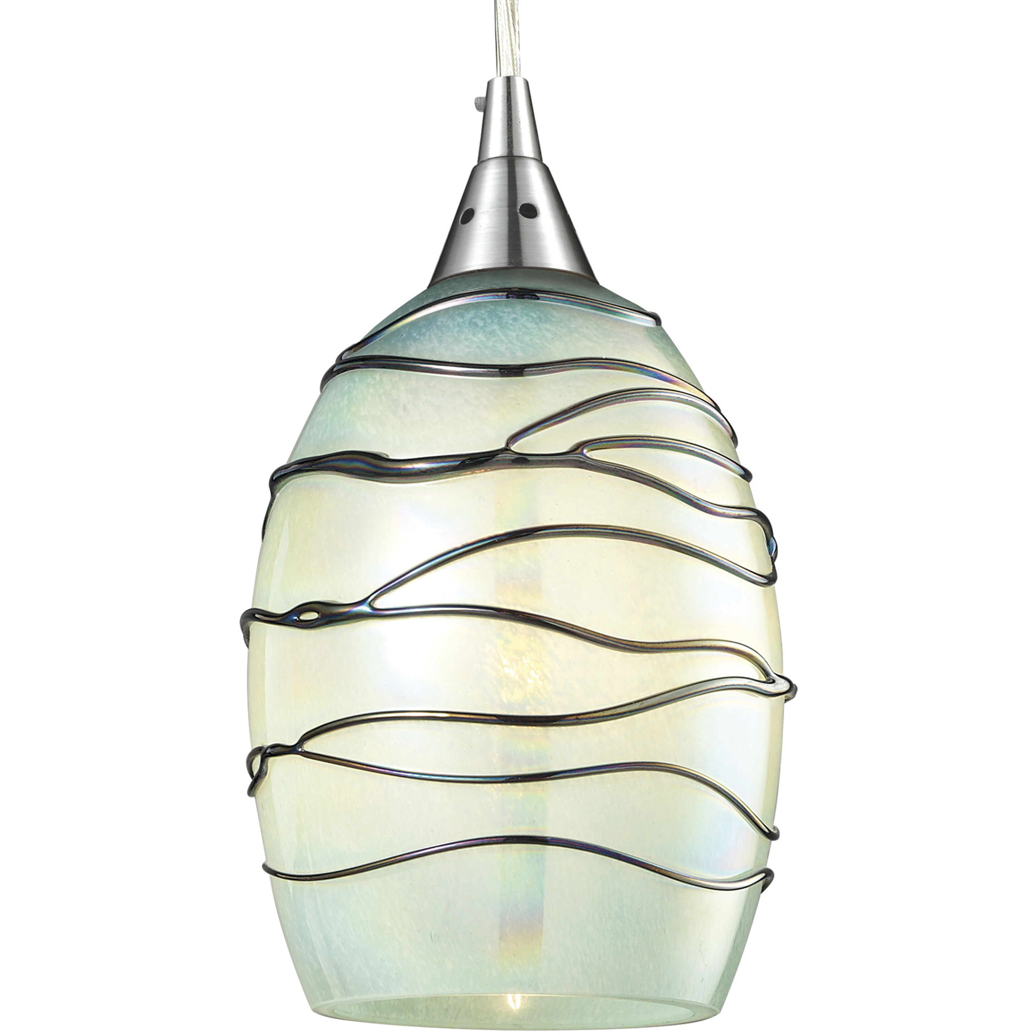 Vines 1 Light 5 inch Satin Nickel Mini Pendant Ceiling Light in Mint Glass